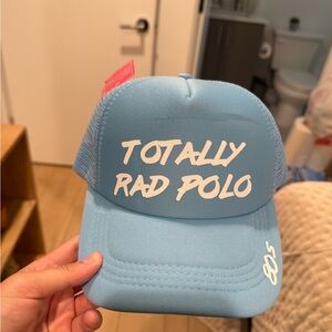 Blue Trucker Hat with White Text baseball water polo usa